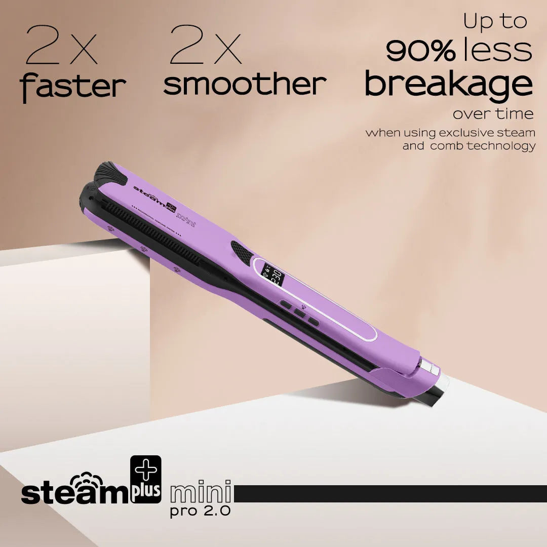 Mini steam splint spray hair straightener and curler in champagne, purple, or rose red colour