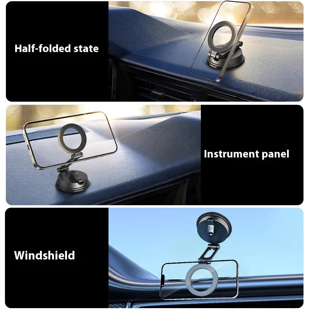 Black H154 magnetic phone holder for cars with suction cup mounting system