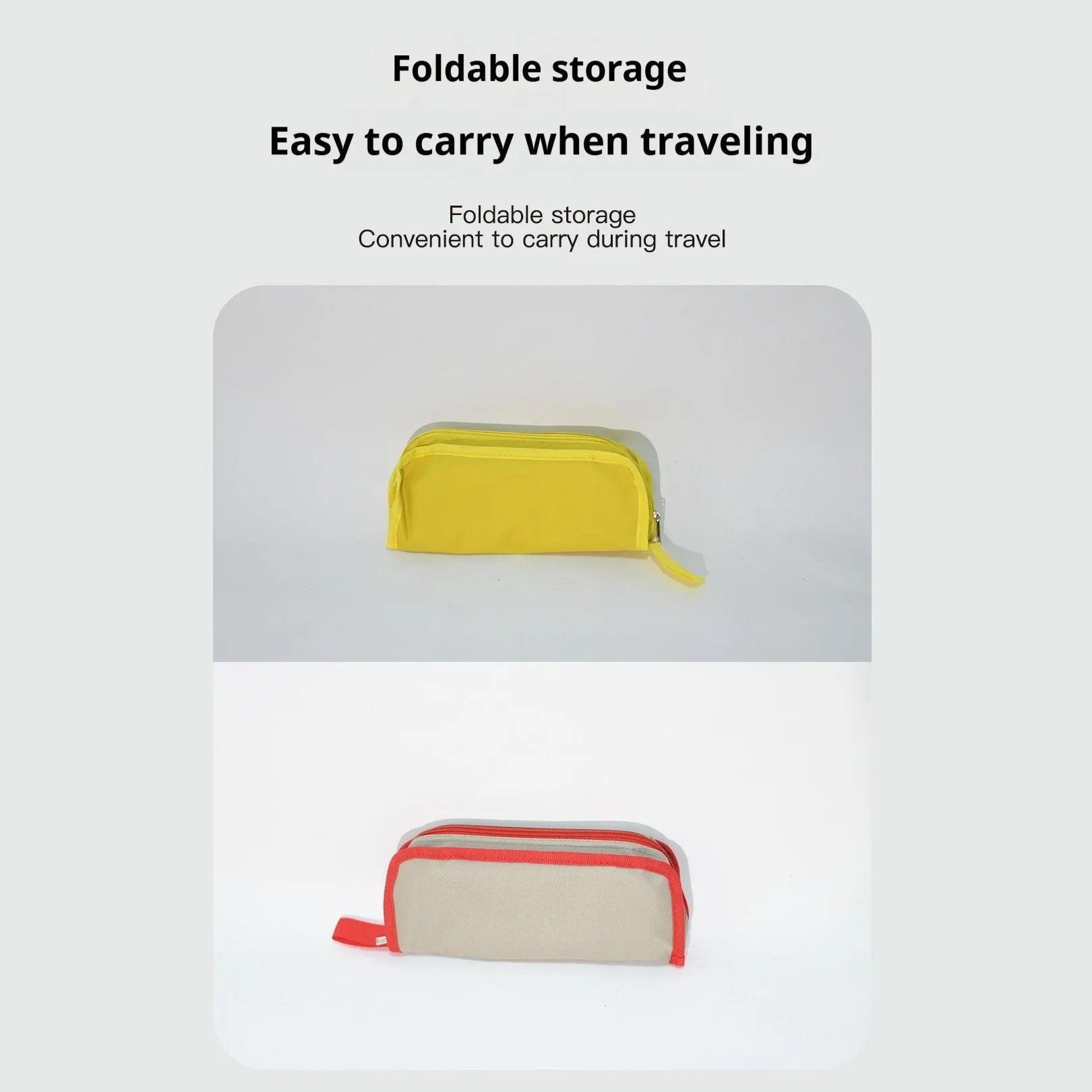 Lightweight foldable camp stool in khaki colour, shown folded flat in pencil box style.