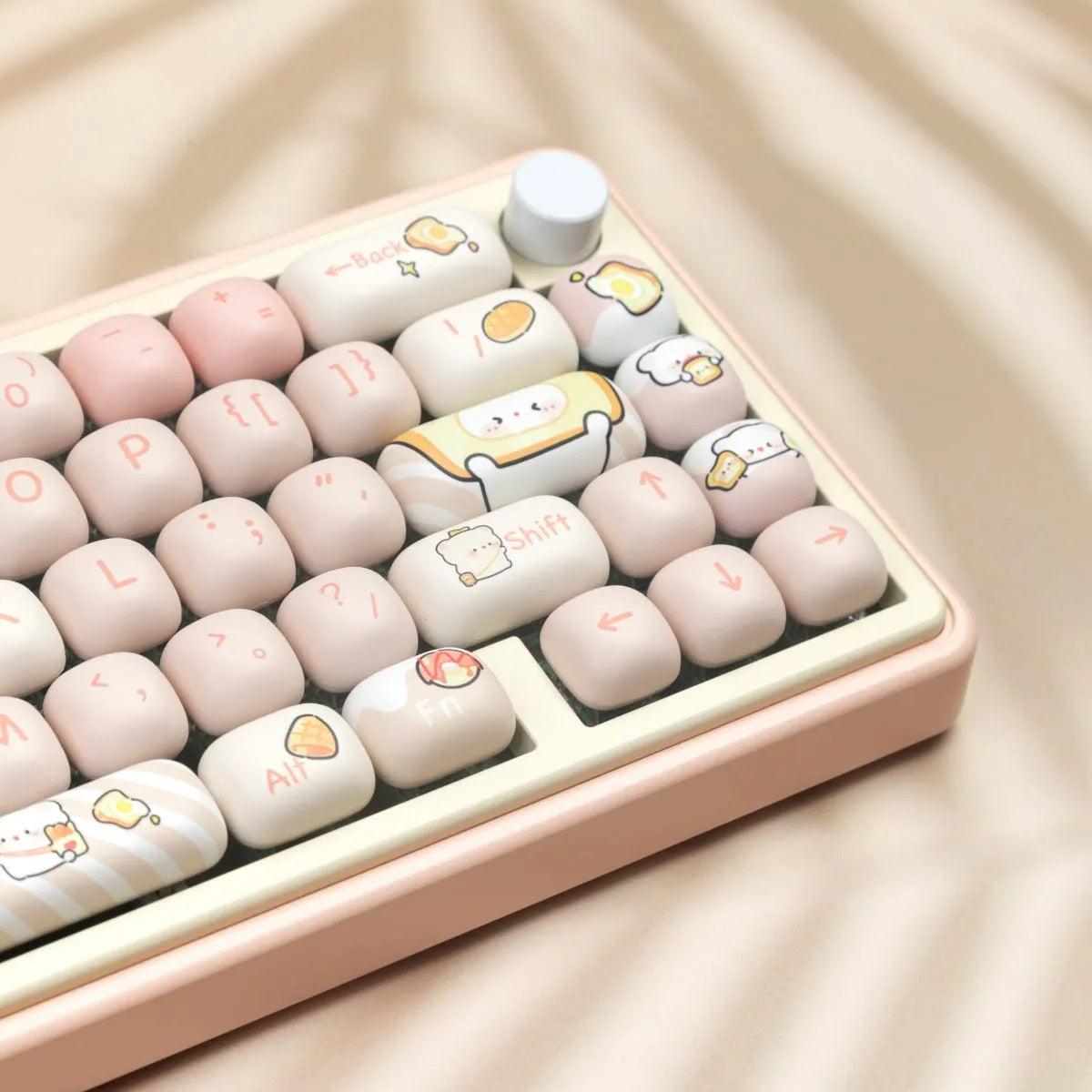 Complete set of PBT mechanical keyboard key caps with thermal sublimation printing in coordinated colours