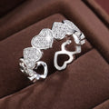 Adjustable copper couples ring with heart element in gold or silver colour