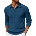 Men's solid colour long-sleeved polyester top in wine red, casual style, autumn wear