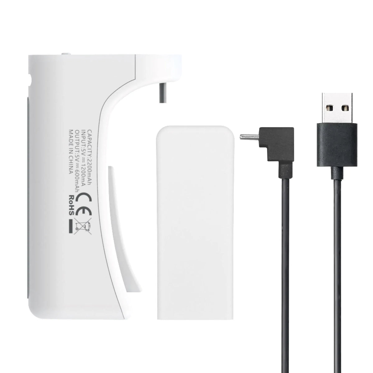 White PS5 gamepad rechargeable battery pack 2000mAh with digital display and Type-C cable