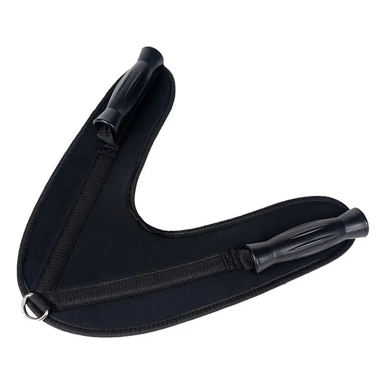 Black nylon handle belt with double grip PVC handle, D-ring, 400mm x 350mm x 7mm, 200KG bearing range.