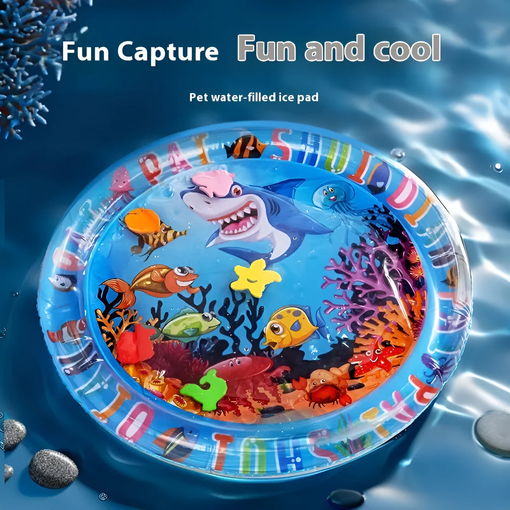 PVC inflatable pet water cooling mattress with Dolphin design in 65cm size