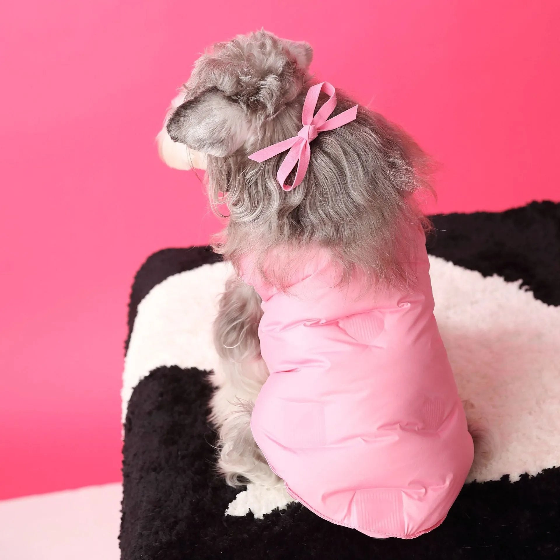 Thick down dog vest sleeveless with removable fur ball in autumn winter design