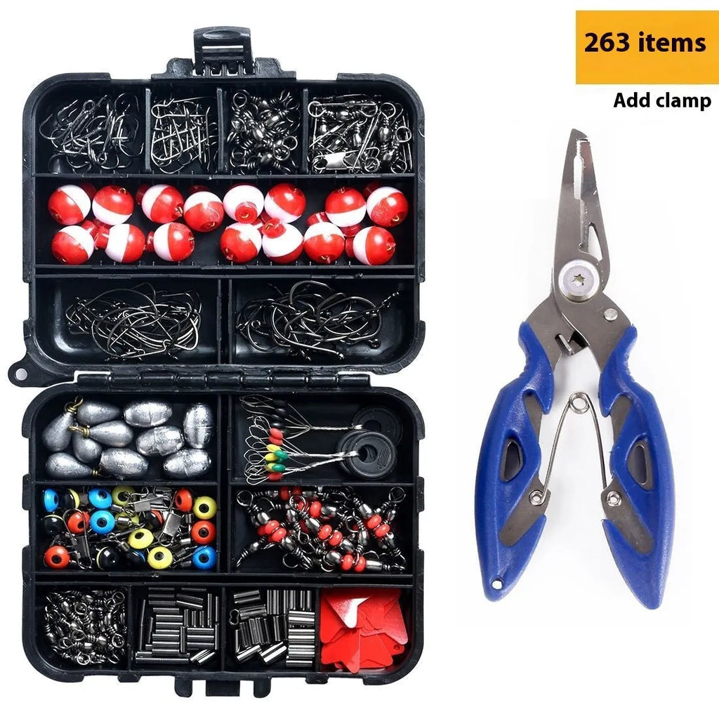 263-piece copper tube sinker fishing accessories set in orange and white with stainless steel and plastic parts