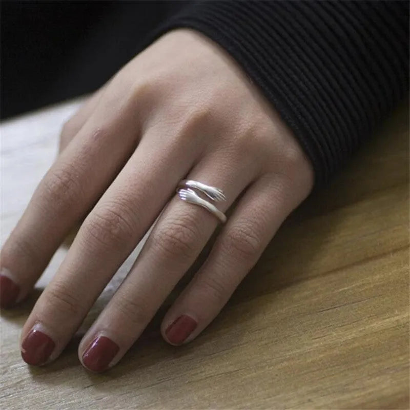 Creative geometric adjustable ring in copper with silver plating