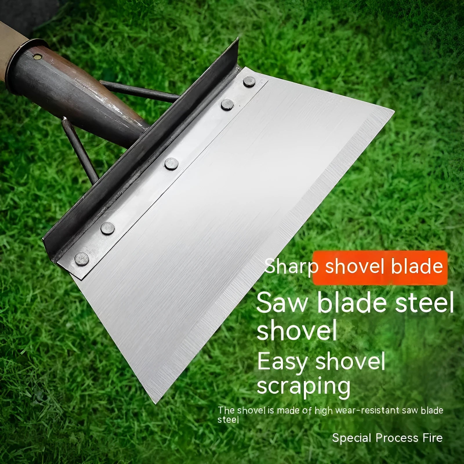 Manganese steel multi-functional cleaning shovel with a thickened tool steel blade.