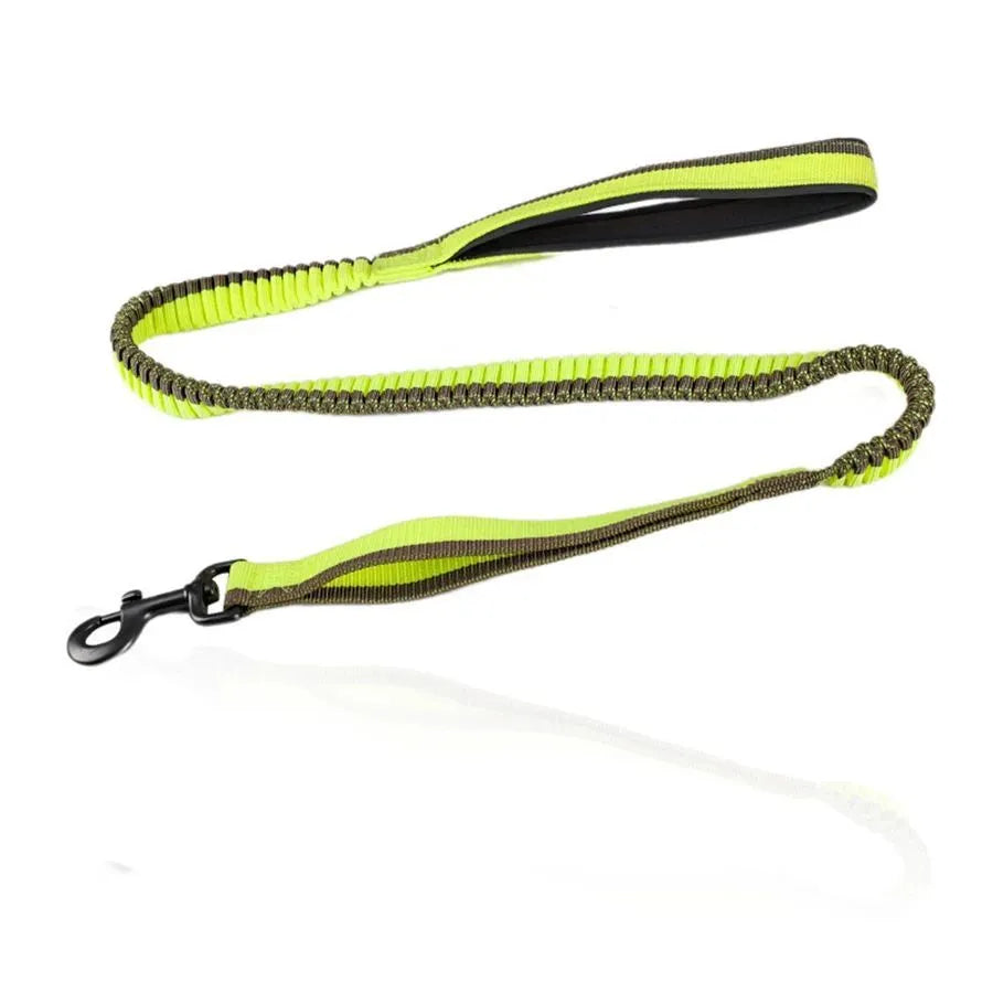 Tactical elastic dog training leash with zinc alloy clip in red colour for medium and large breeds