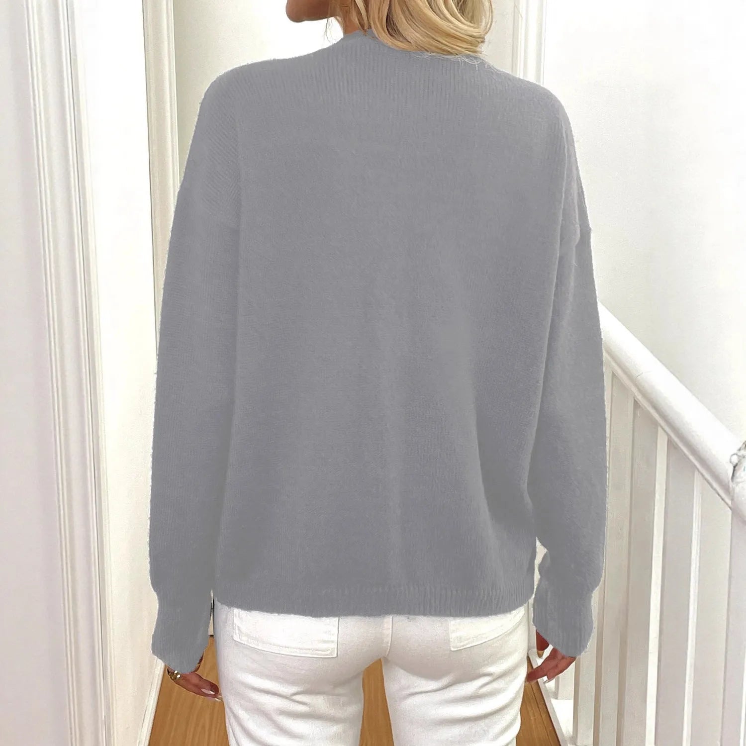 Deer plush women's sweater coat in street hipster style with princess sleeves