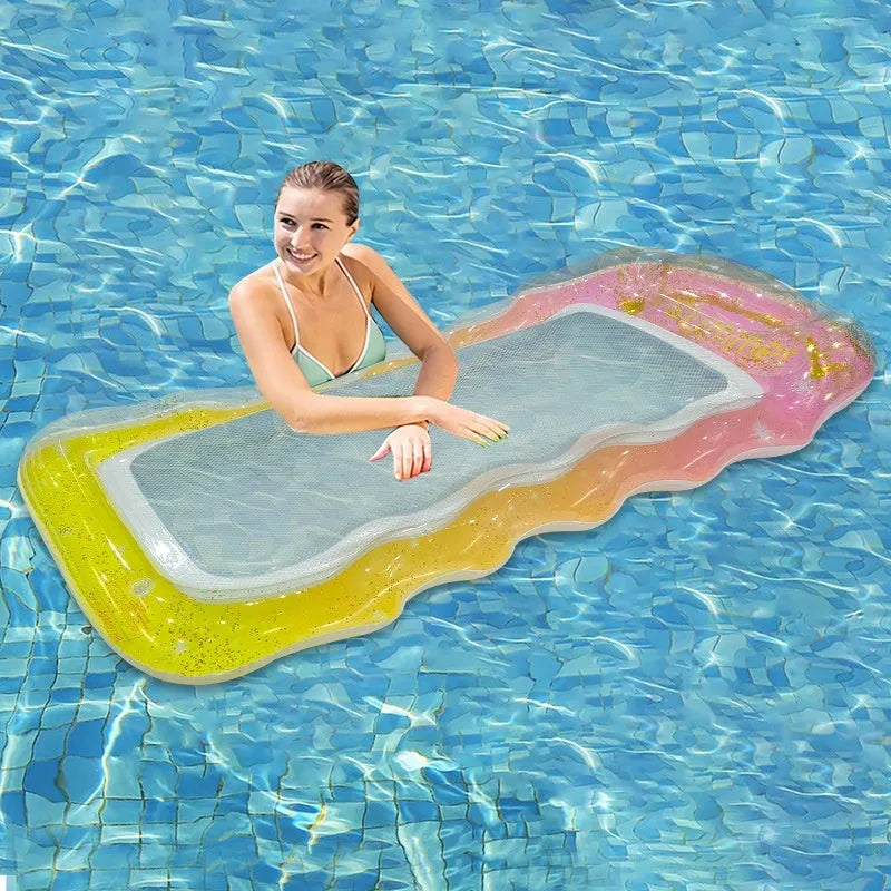 PVC thick sequins wave inflatable floating row in gradient colours with canopy option