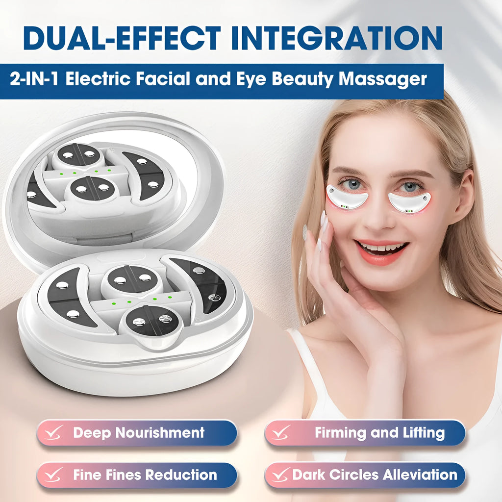 White red light EMS wireless eye beautification instrument for dark circle reduction and facial massage