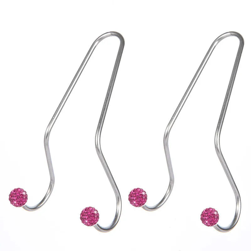 Two stainless steel diamond decorative hooks for car seat organisation in various colours.