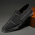 Men's low-top slip-on canvas shoes in various colours with vulcanised rubber soles
