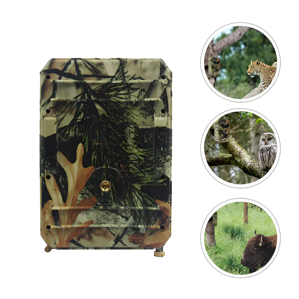 Yellow brown hunting game camera with infrared sensors for night vision wildlife monitoring