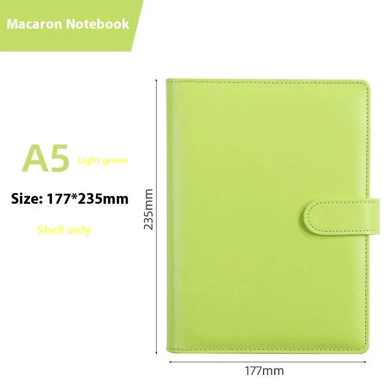 A5 PU leather zipper notebook shell in multiple colour options showing zipper closure and solid colour design