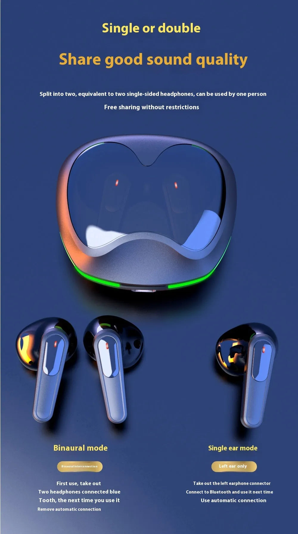 Pro60 wireless in-ear Bluetooth headset in black with NFC and voice control