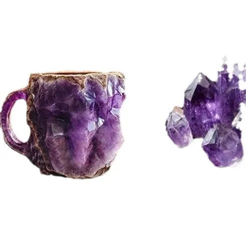 A 400ml resin coffee mug with a crystal-like textured design and a handle, shown in a purple colour.