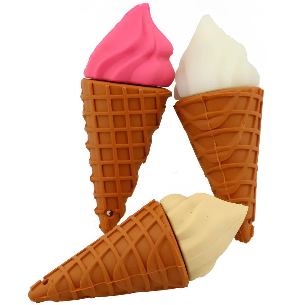 Mini ice cream-shaped USB flash drive on a white background, shown in pink colour options.