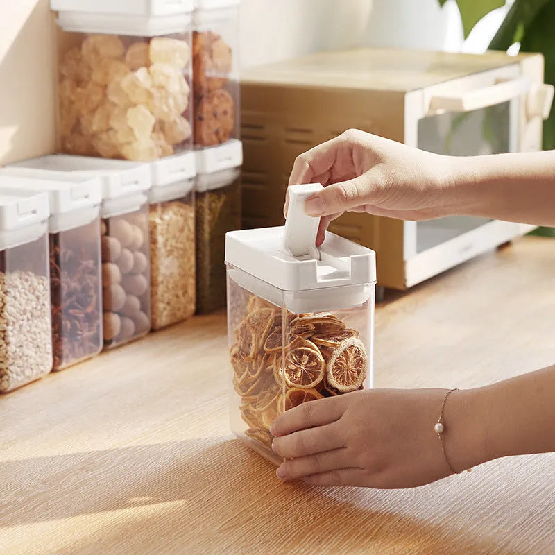 White transparent plastic storage tank for whole grains with 400ml capacity