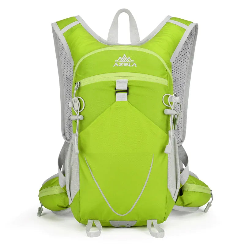 AZELA lightweight breathable mesh hydration backpack for trail running and hiking in dark yellow angle view