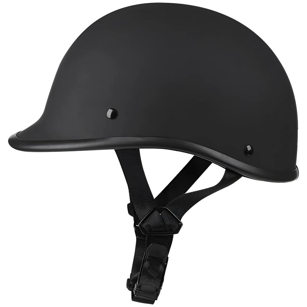 Retro full-face motorcycle helmet in matte black with hand-curved aerodynamic ABS shell.