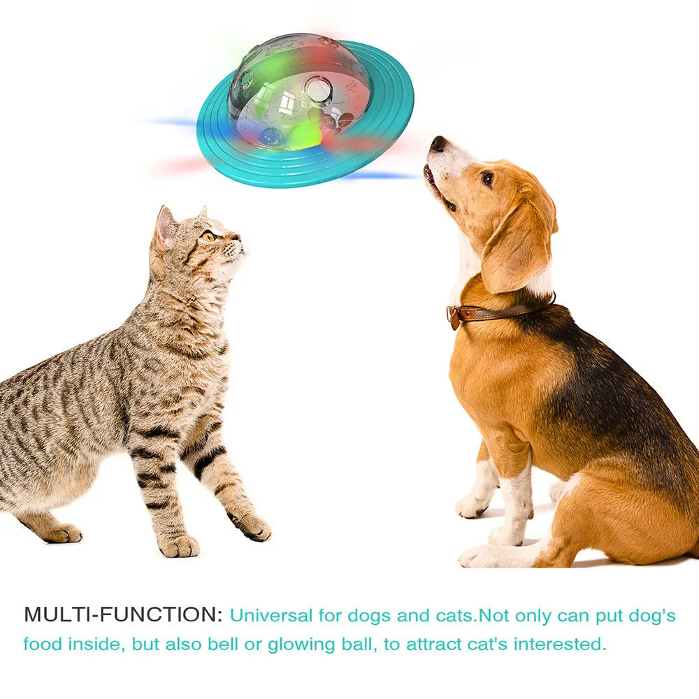 Blue dog treat ball with food dispensing function for slow feeding and IQ training