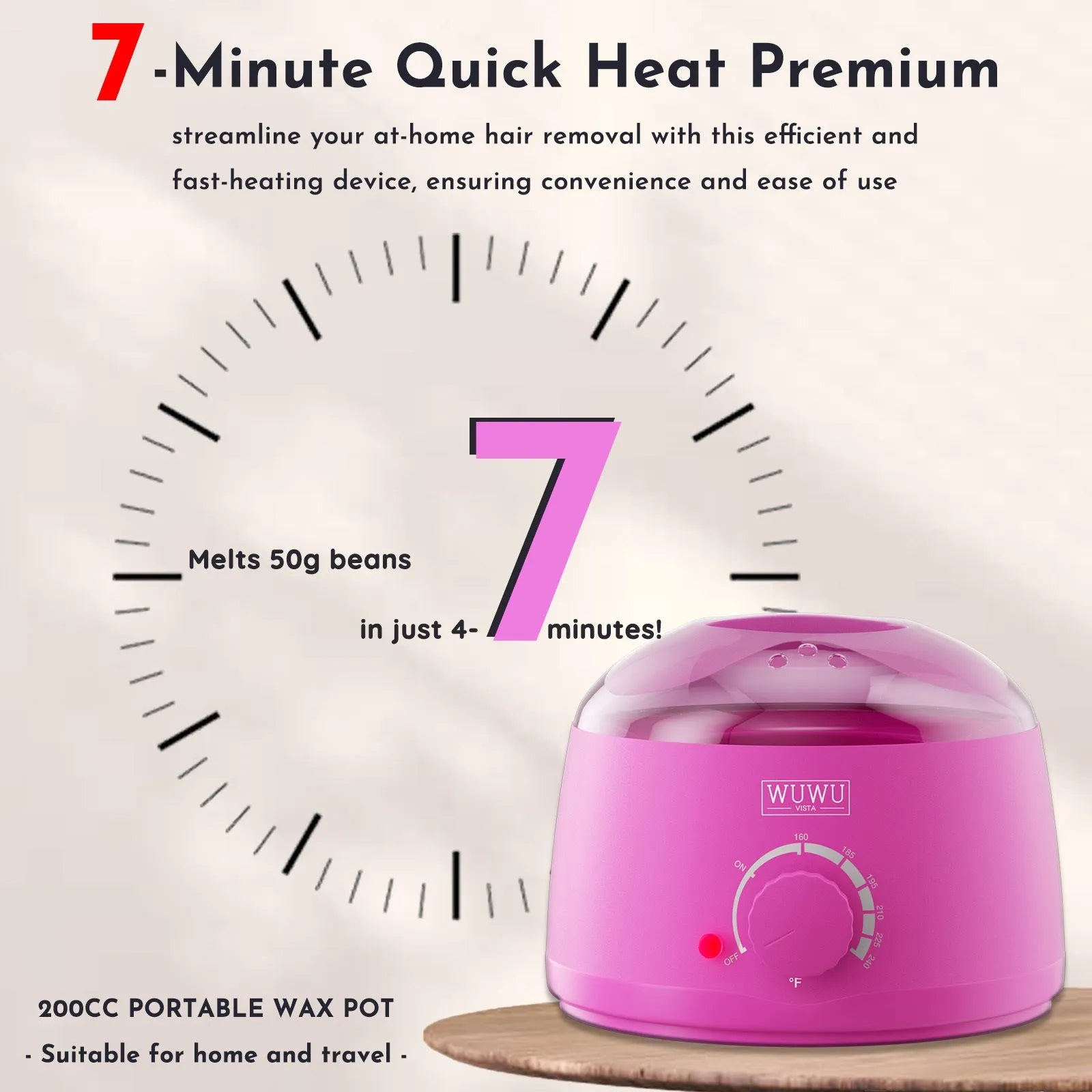 WUWUVISTA 27-piece hypoallergenic wax kit with machine, wax beads, sticks, and guidebook in black or pink.