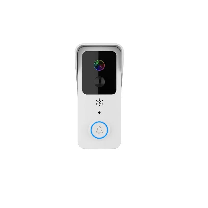 Smart waterproof HD visual doorbell intercom for front door security with rechargeable battery.