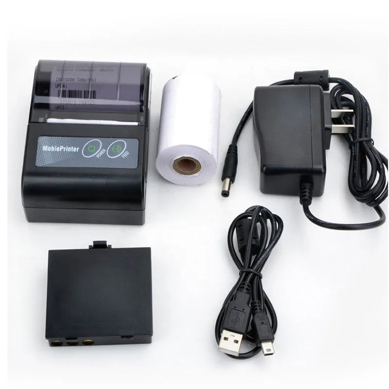 Blue plastic portable Bluetooth thermal printer for convenience store bill printing with UK EU US plug options