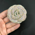 Shoe ornament brooch with genuine leather backing and crystal accents in eight colour combinations