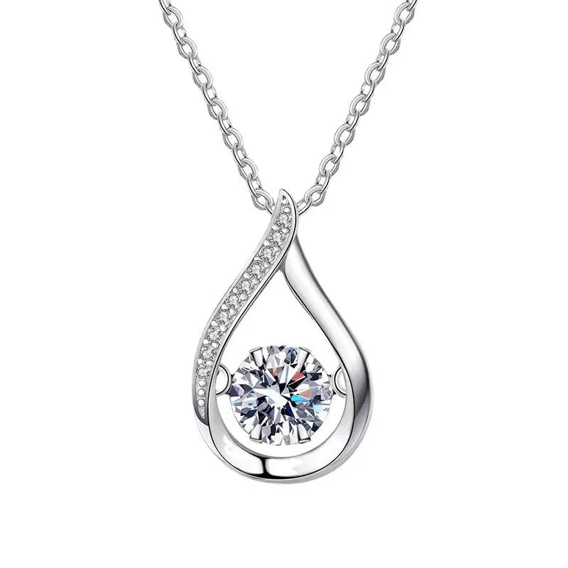 925 silver drop pendant necklace with O-ring chain in white gold colour option