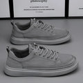 Canvas men's summer breathable casual flat shoes in gray, low top, rubber sole, sizes 39-44