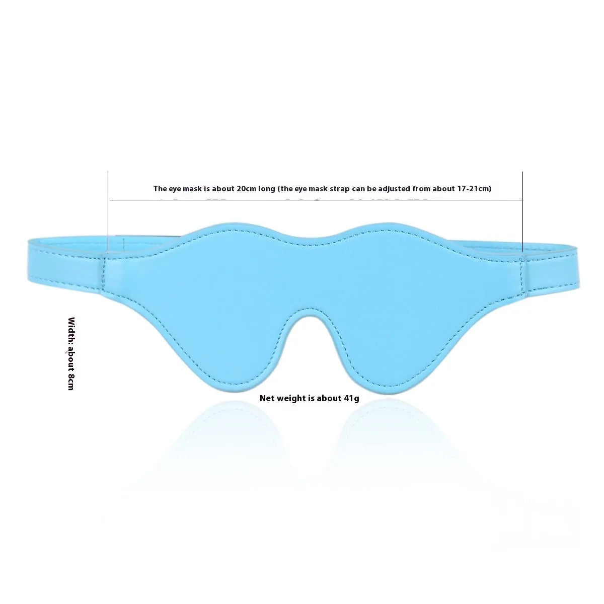 Women's black leather eye mask with 3D shape, Velcro strap, and metal rivet details.