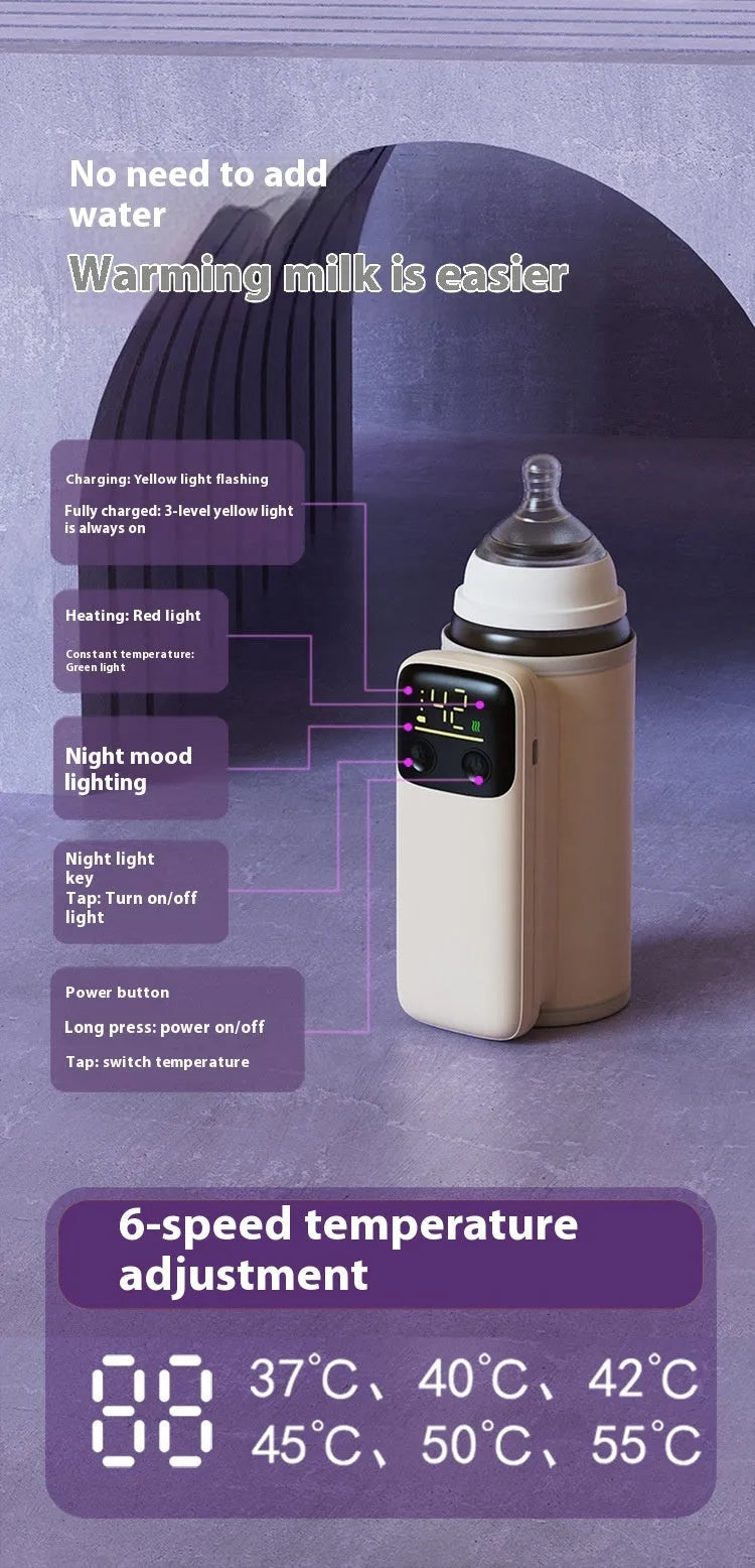 Baby bottle insulation cover with heating function and 8000mAh fast charging battery
