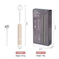 Handheld electric whisk in white, black, or apricot with USB rechargeable wireless design and three speed settings