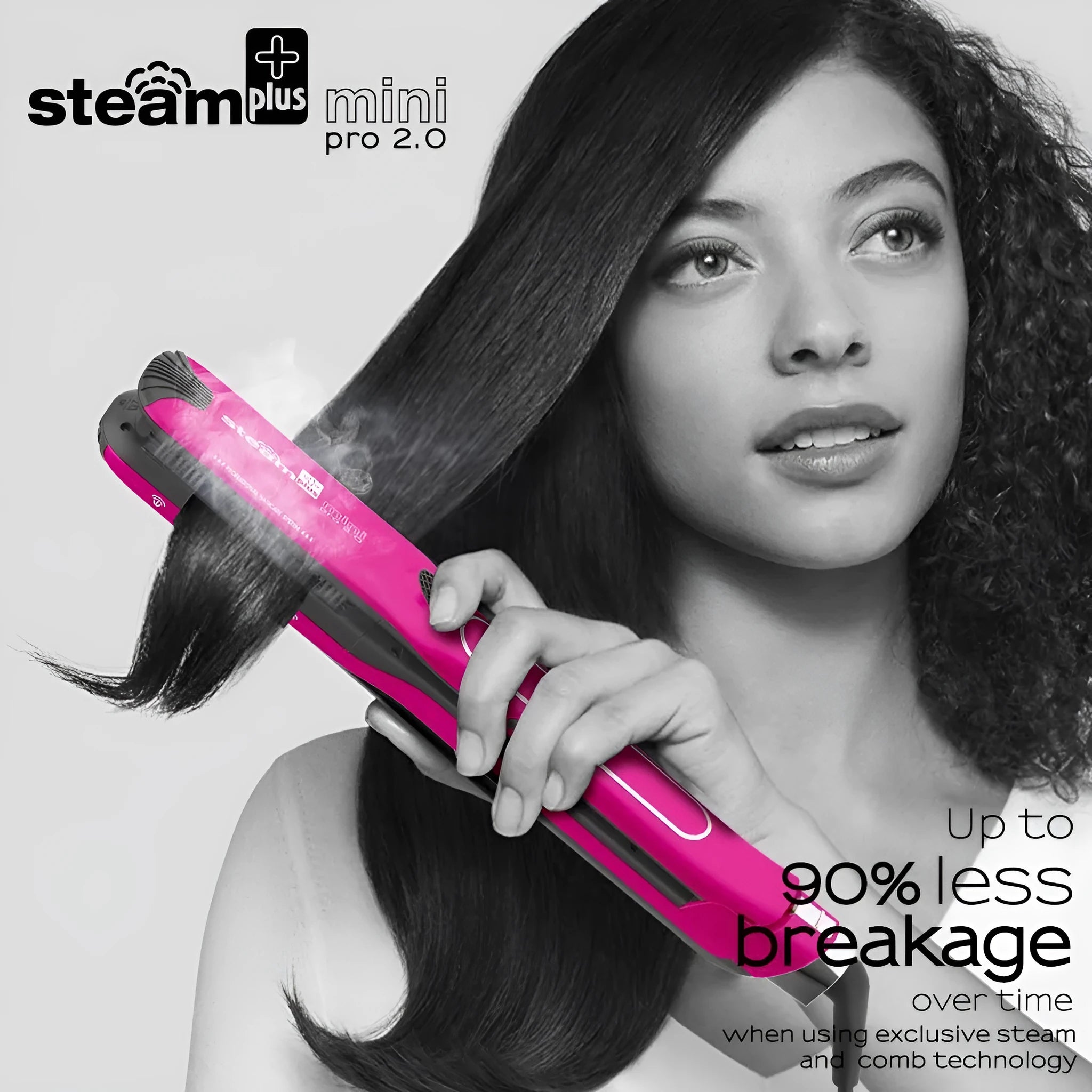 Mini steam splint spray hair straightener and curler in champagne, purple, or rose red colour