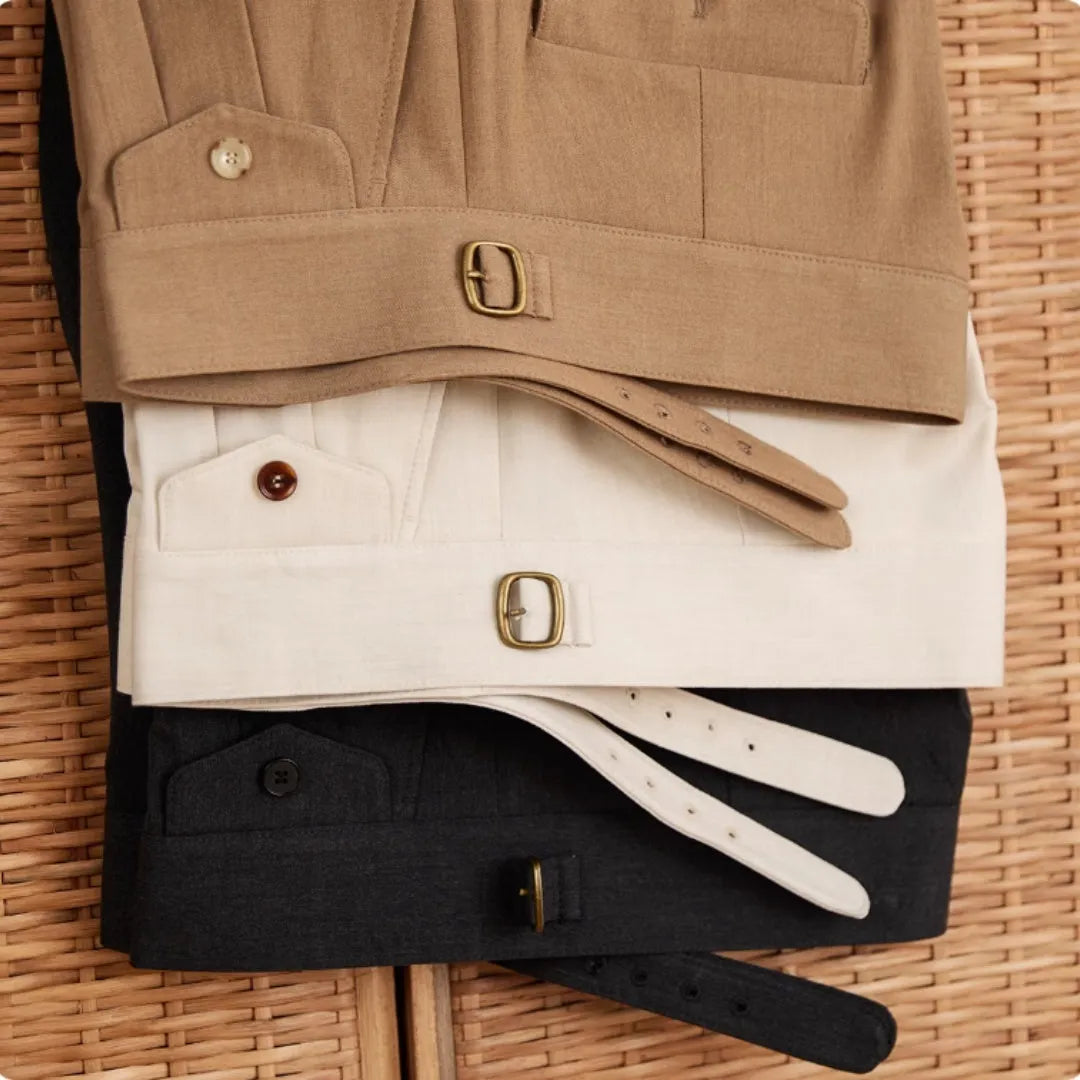 Men's slim fit straight leg business trousers in a wrinkle-resistant fabric.