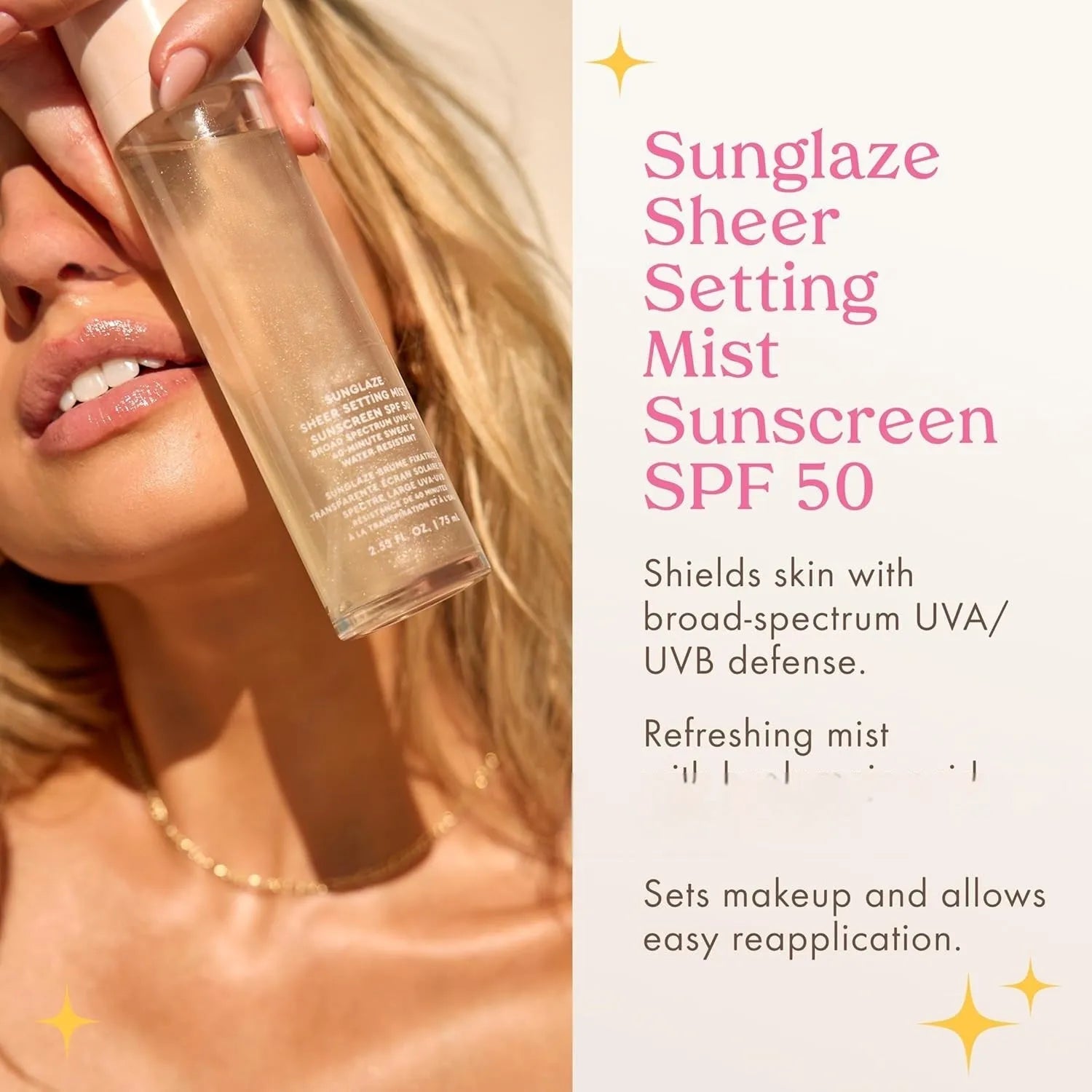 75ml makeup moisturising spray bottle with spray nozzle, light texture facial mist