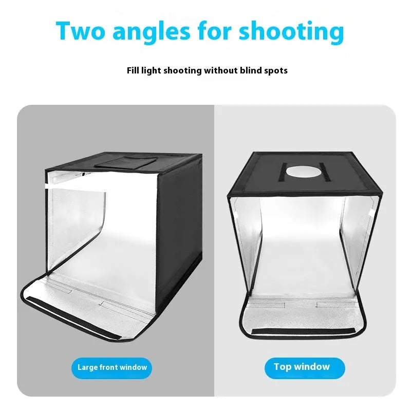 50cm folding photo light box with metal frame and integrated USB lighting for product photography