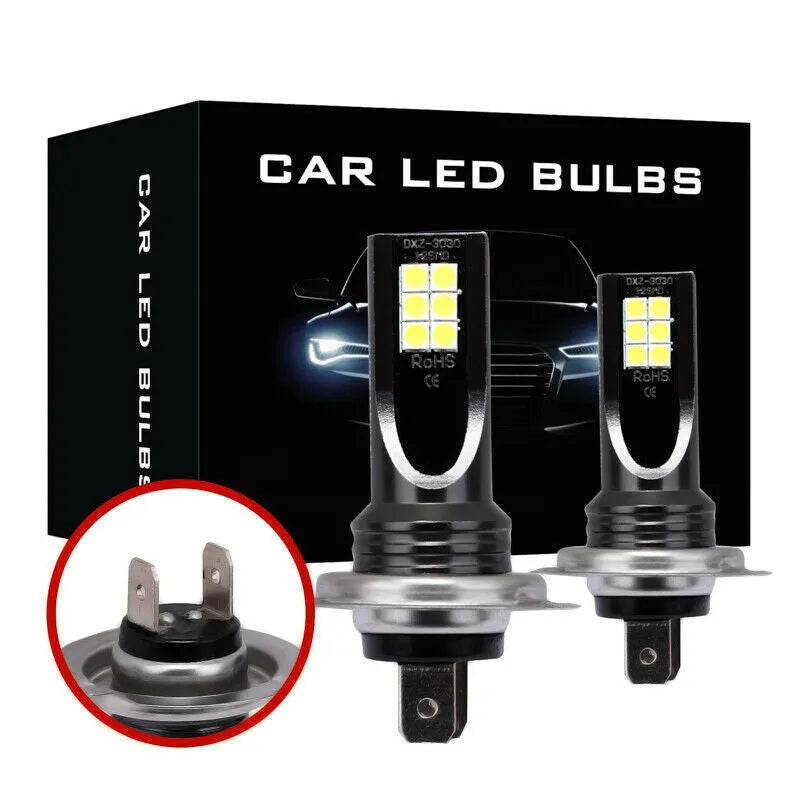 Single H7 110W LED car fog light bulb with 12 SMD LEDs and aluminium housing, showing white finish.