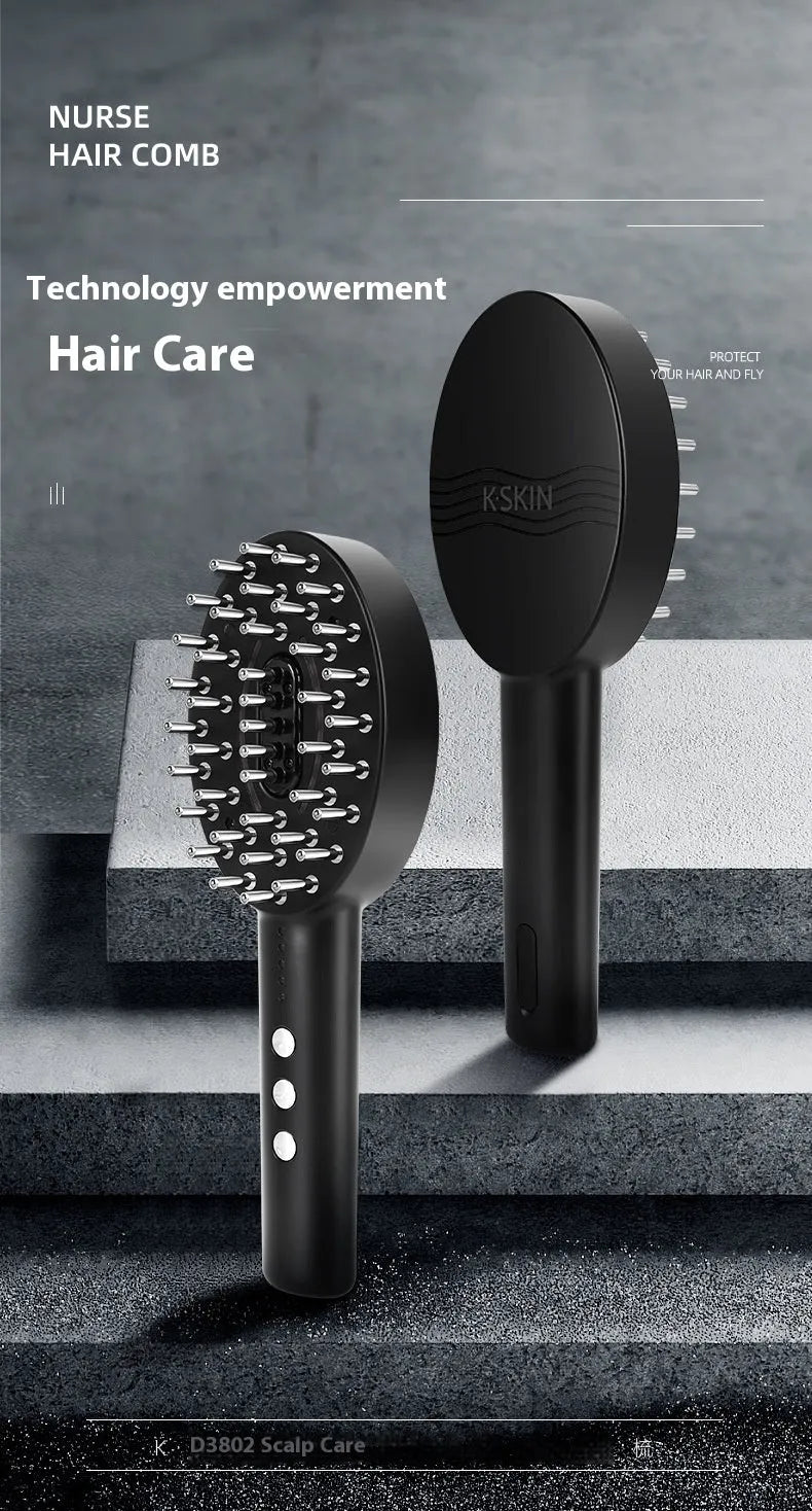 KD3802 black handheld scalp massage device with charging cable