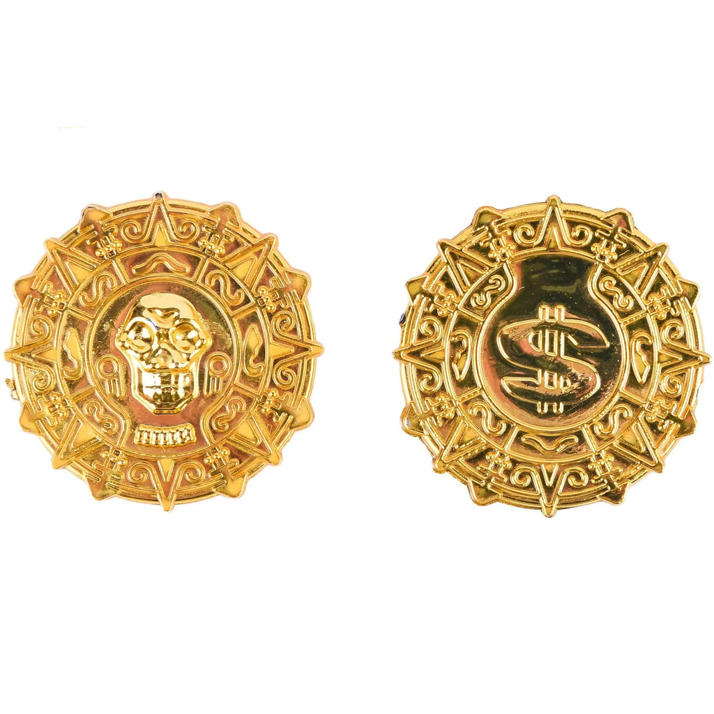 Plastic pirate gold coin toy with pointed star design for Halloween costumes