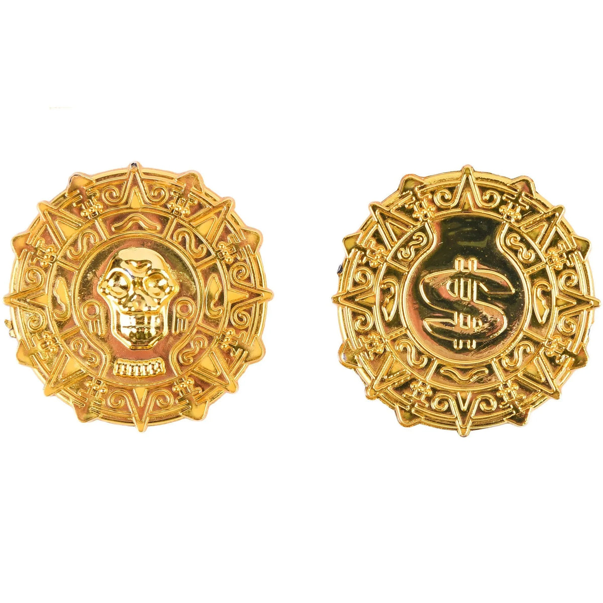Plastic pirate gold coin toy with pointed star design for Halloween costumes
