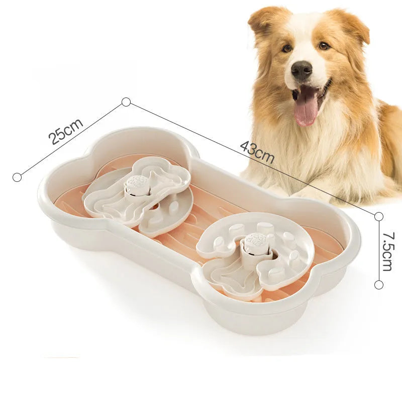 Large green three-tier slow feeder dog bowl with rotating puzzle trays and anti-slip suction cups.