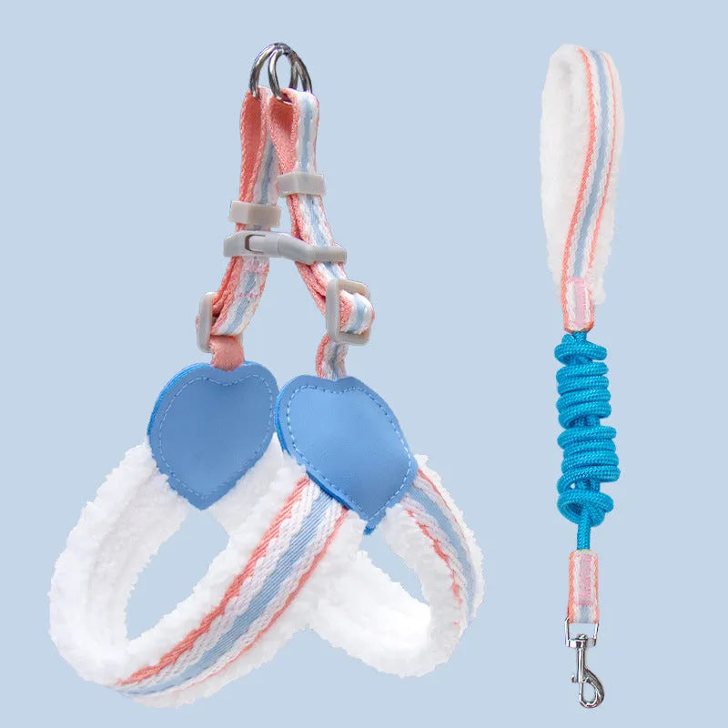 Blue breathable chest vest dog leash 1.5m for small medium dogs like Corgi Shiba Inu Bichon