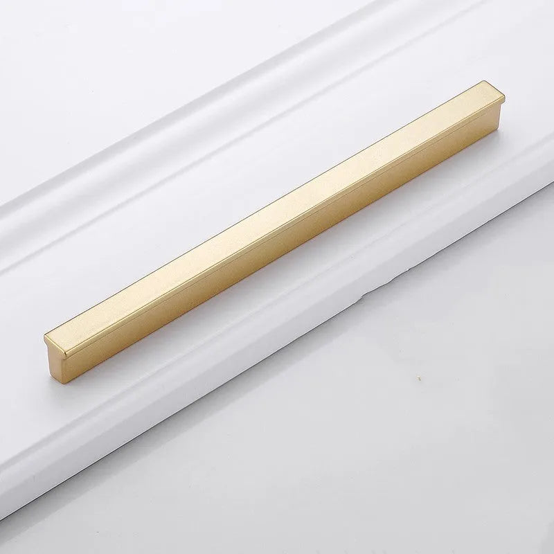 Modern matte gold T-shaped aluminium alloy cabinet handle with single hole mounting