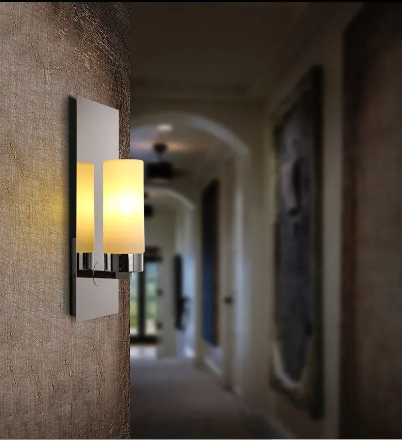 Modern minimalist glass petal wall lamp with button switch, 230mm, for bedside use