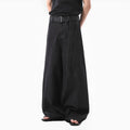 Black and gold American retro high waist straight leg jeans with zip fly